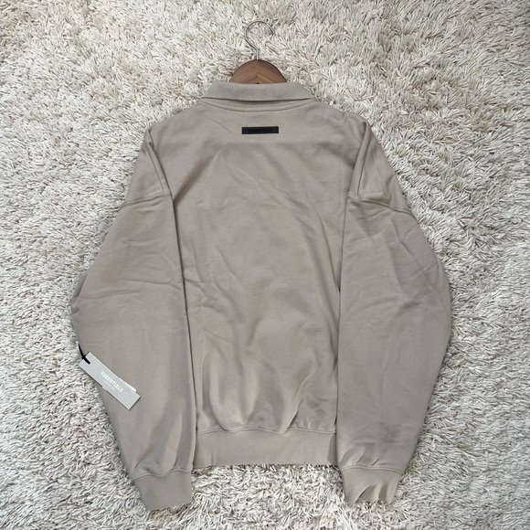 Fear of God Essentials Core Collection Long Sleeve Polo Medium String/Tan - Picture 4 of 10